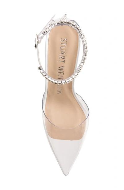 Shop Stuart Weitzman Glam 100 Strap Pump In Clear/ White/ Clear