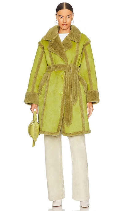Shop Ow Collection New York Faux Fur Jacket In Green