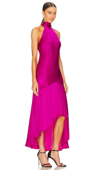 Shop Frame Draped Halter Dress In Fuchsia