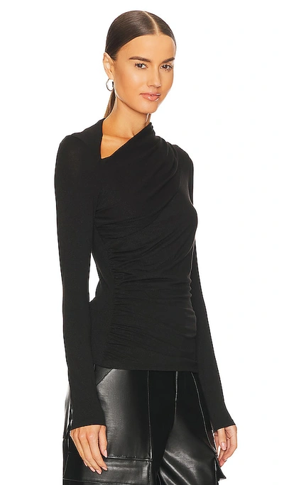 Shop Enza Costa Lurex Jersey Slash Top In Black