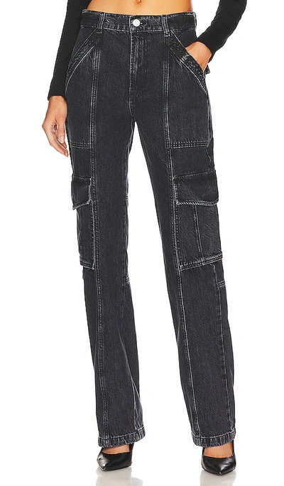 Frame Utility High Rise Straight Jeans In Astray In Black