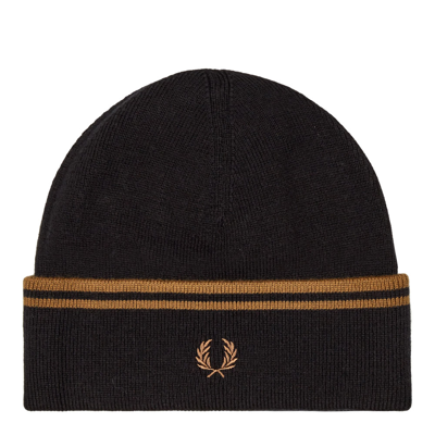 Shop Fred Perry Beanie Twin Tip In Black