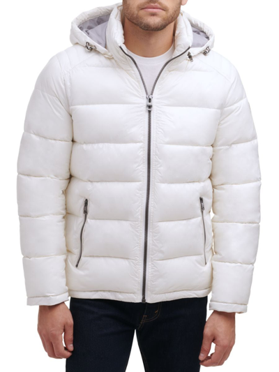 Shop Guess Men's Quilted Zip Up Puffer Jacket In White