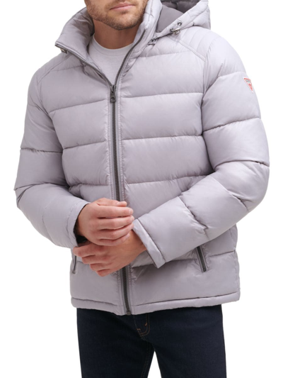 Shop Guess Men's Quilted Zip Up Puffer Jacket In Smoke