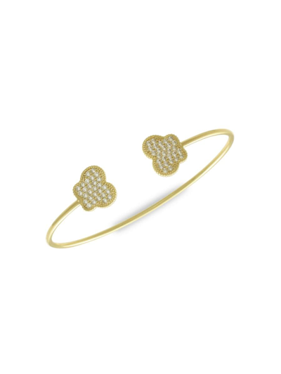 Shop Jan-kou Women's Butterfly 14k Yellow Goldplated & Cubic Zirconia Cuff Bracelet