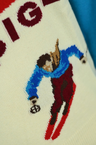 Shop Mc2 Saint Barth Mens Sweater With Postcard From Campiglio In Azzurro/bianco
