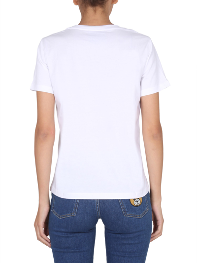Shop Moschino Cutlery Logo T-shirt In Bianco