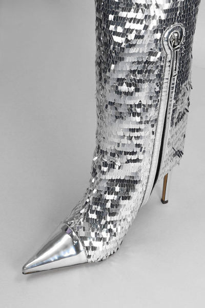 Shop Alexandre Vauthier High Heels Boots In Silver Leather
