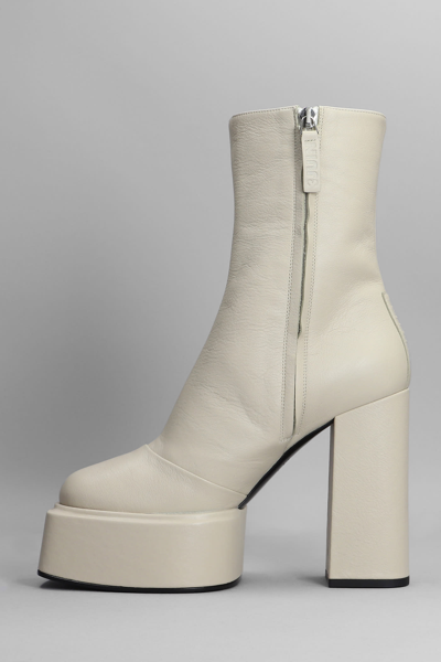 Shop 3juin Iara 080 High Heels Ankle Boots In Beige Leather