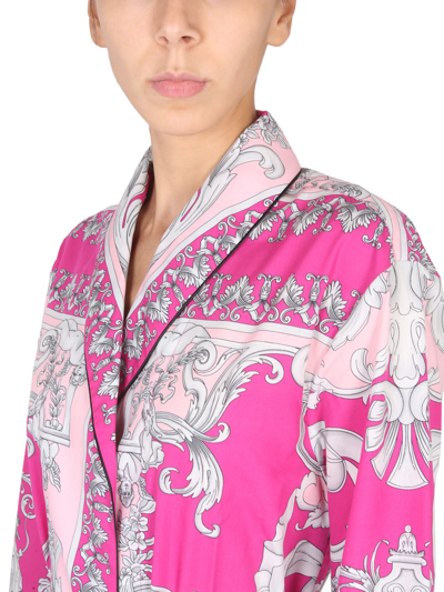 Shop Versace Baroque Pattern Robe In Multicolor