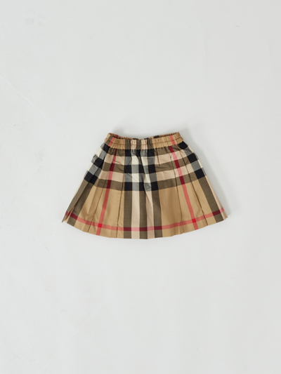 Shop Burberry Mini Hilde Skirt In Check Beige