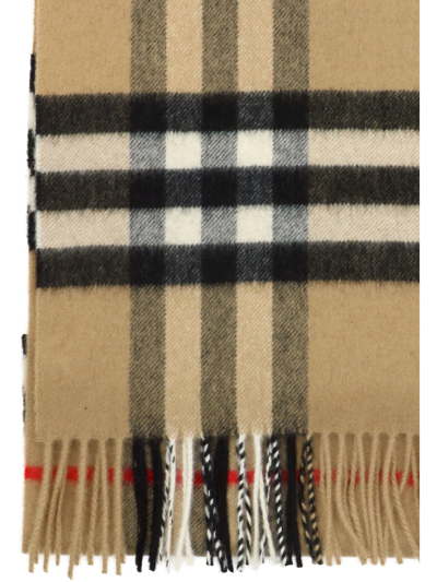 Shop Burberry "giant Check" Scarf In Beige