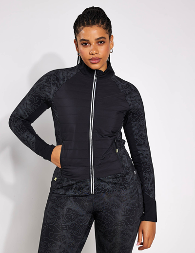 Shop Goodmove Reflective Padded Zip Up Running Jacket In Black