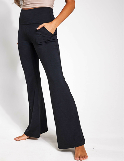 Shop Beyond Yoga Heather Rib All Day Flare Pant In Black