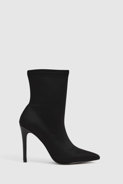 Shop Reiss Dakota - Black Heeled Sock Boots, Us 5.5
