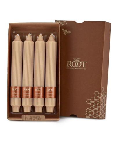 Root Candles Grecian Collenette 9" Taper Candle Set, 4 Piece In Taupe