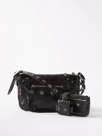 Balenciaga Le Cagole Crinkled-leather Cross-body Bag Black |