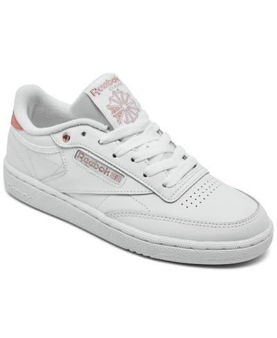 Shop Reebok Women's Club C 85 Casual Sneakers From Finish Line In White/rose Gold