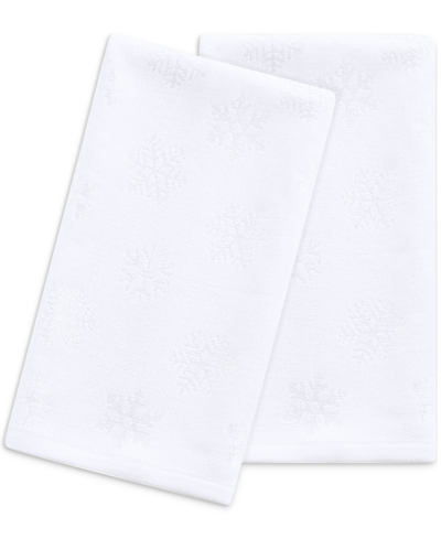 Shop Martha Stewart Collection Snowflake Carved Hand Towel Set, 16" X 28", Created For Macy's Bedding In White