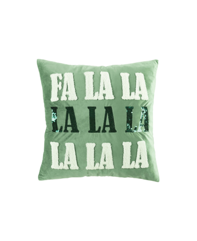 Shop Lush Decor Fa La La La Decorative Pillow, 20" X 20" In Frosty Green