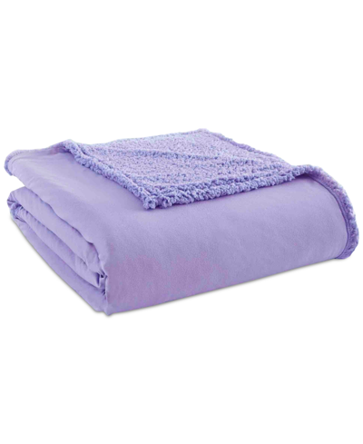 Shop Micro Flannel Reverse To Sherpa Blanket, Twin In Amethyst