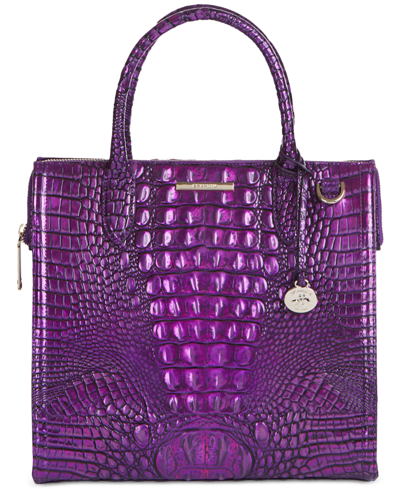 Shop Brahmin Caroline Melbourne Embossed Leather Satchel In Purple