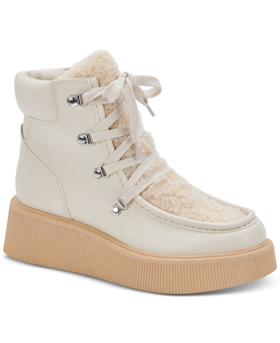 Shop Dolce Vita Women's Jasmin Lace-up Platform Wedge Booties Women's Shoes In Ivory