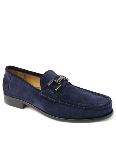 Shop Bruno Magli Men's Trieste Loafer Shoes In Navy Suede