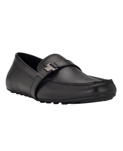 Shop Calvin Klein Men's Oscar Casual Slip-on Loafers In Black Leather