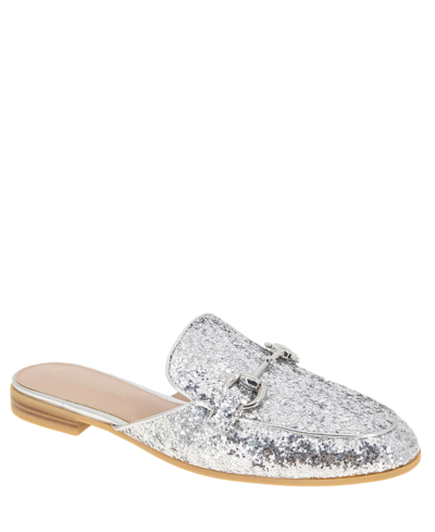Shop Bcbgeneration Women's Zorie Mule Loafer Women's Shoes In Silver Rock Glitter/fabric