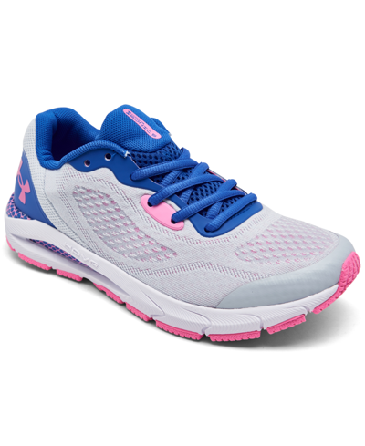 Shop Under Armour Big Girls Hovr Sonic 5 Running Sneakers From Finish Line In Halo Gray/flamingo