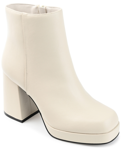 Journee Collection Women's Mollie Platform Block Heel Booties In White