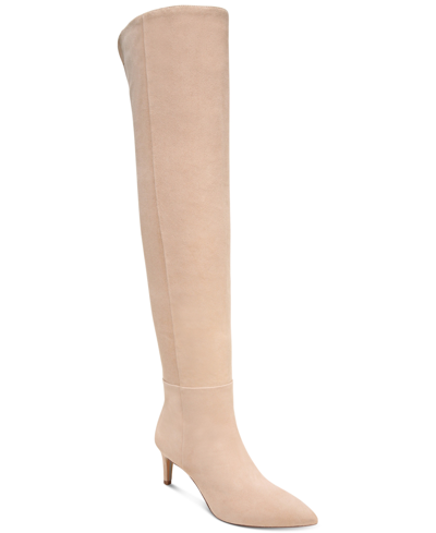 Shop Sam Edelman Women's Ursula Mid-heel Over-the-knee Dress Boots Women's Shoes In Warm Oat Suede
