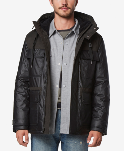 Shop Marc New York Men's Harrigan Resin & Faux Wool Combo Parka In Black