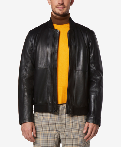 Shop Marc New York Men's Macneil Smooth Leather Bomber Jacket In Black