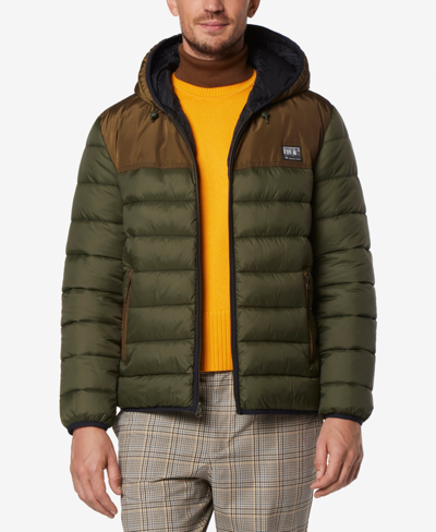 Shop Marc New York Men's Malone Mixed-media Colorblocked Packable Hooded Jacket In Forest