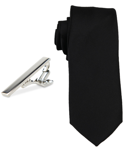 Shop Construct Men's Solid Tie & 1" Tie Bar Set In Noir