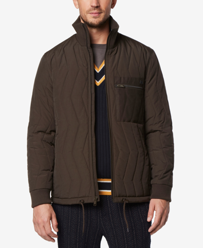 Shop Marc New York Men's Floyd Zig-zag Quilted Blouson Jacket In Olive