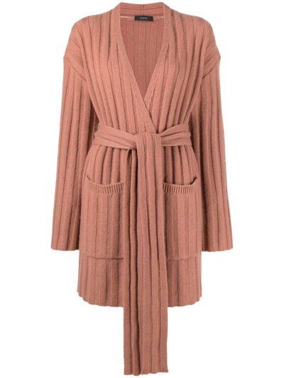 Shop Joseph Tie-waist Cashmere Cardigan In 中性色