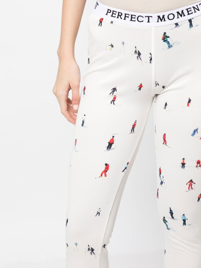 Shop Perfect Moment Graphic-print Thermal Leggings In Neutrals