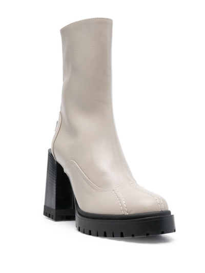 Furla Climb Leather Ankle Boots In 灰色