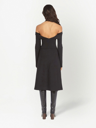 Ferragamo Knit Midi Dress With Gancini Buckle In Black