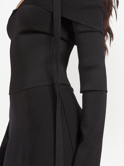 Ferragamo Knit Midi Dress With Gancini Buckle In Black