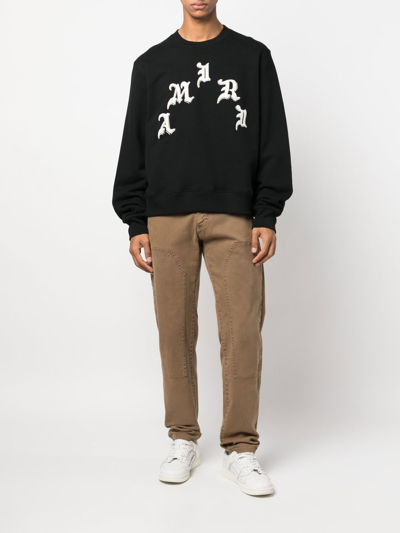 Shop Amiri Logo-print Crew Neck Sweatshirt In Black