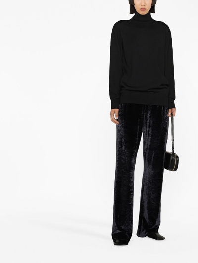 Jil Sander Ribbed-knit Wool Jumper In 黑色