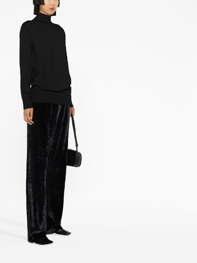 Jil Sander Ribbed-knit Wool Jumper In 黑色