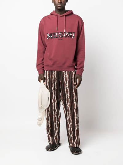 Shop Missoni Logo-embroidered Drawstring Hoodie In 红色