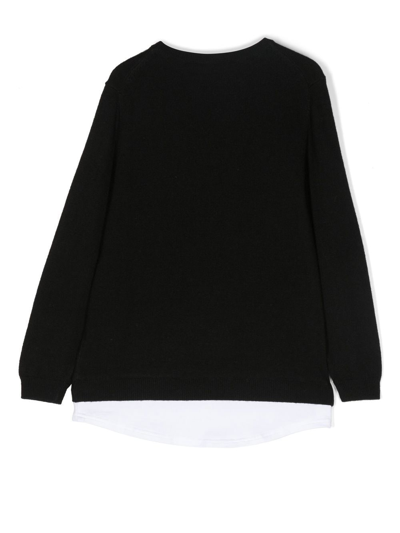 Shop Paolo Pecora Two-tone Layered Sweatshirt In 黑色