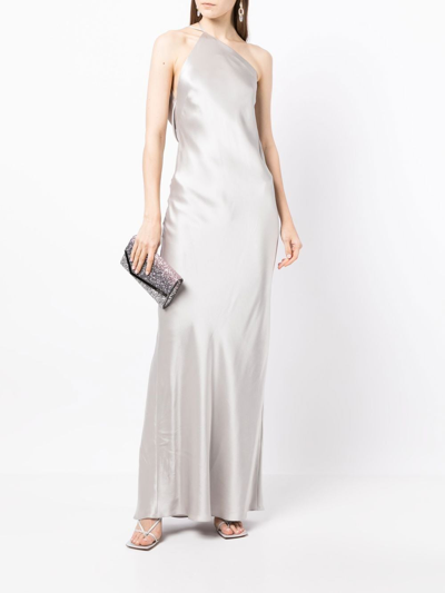 Shop Michelle Mason Single-shoulder Maxi Dress In Grey
