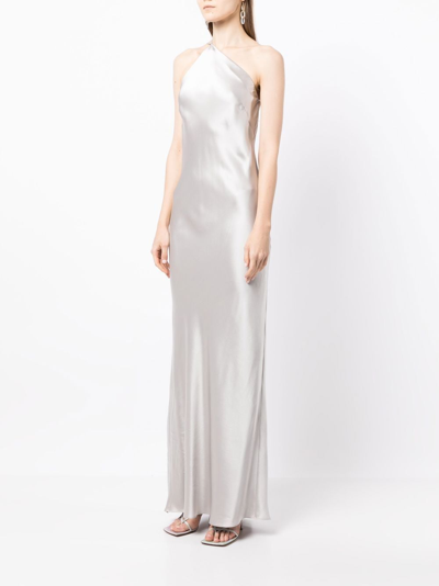 Shop Michelle Mason Single-shoulder Maxi Dress In Grey